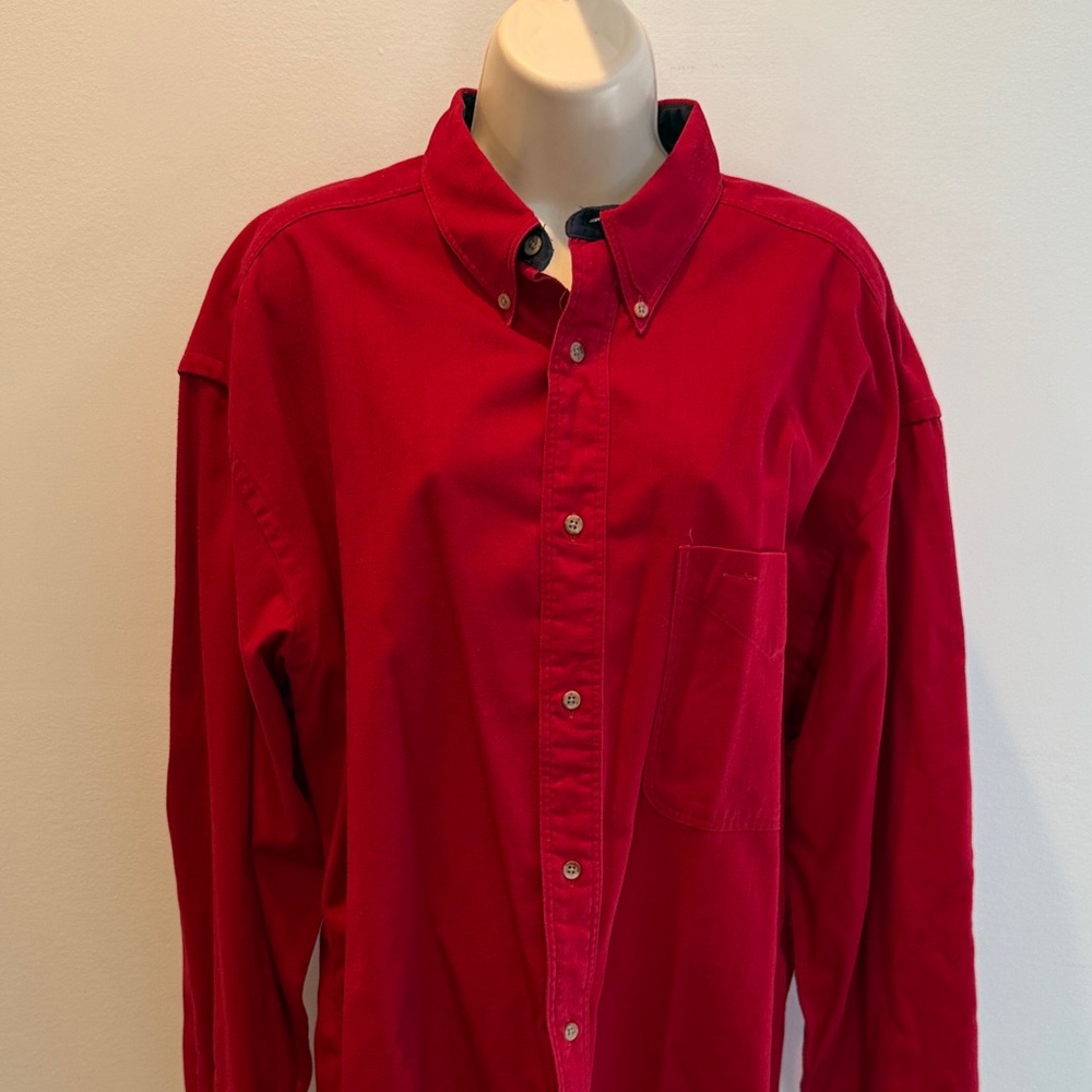 Vibrant Vintage Sero Red Men's Casual Button Down Shirt Cotton Y2K Size L
